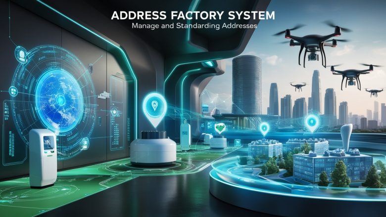 A conceptual illustration of Address Factory, streamlining modern address management.